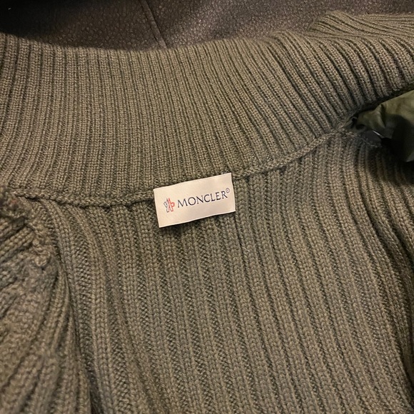 Moncler Green Down Knit Cardigan Jacket - Picture 6 of 7